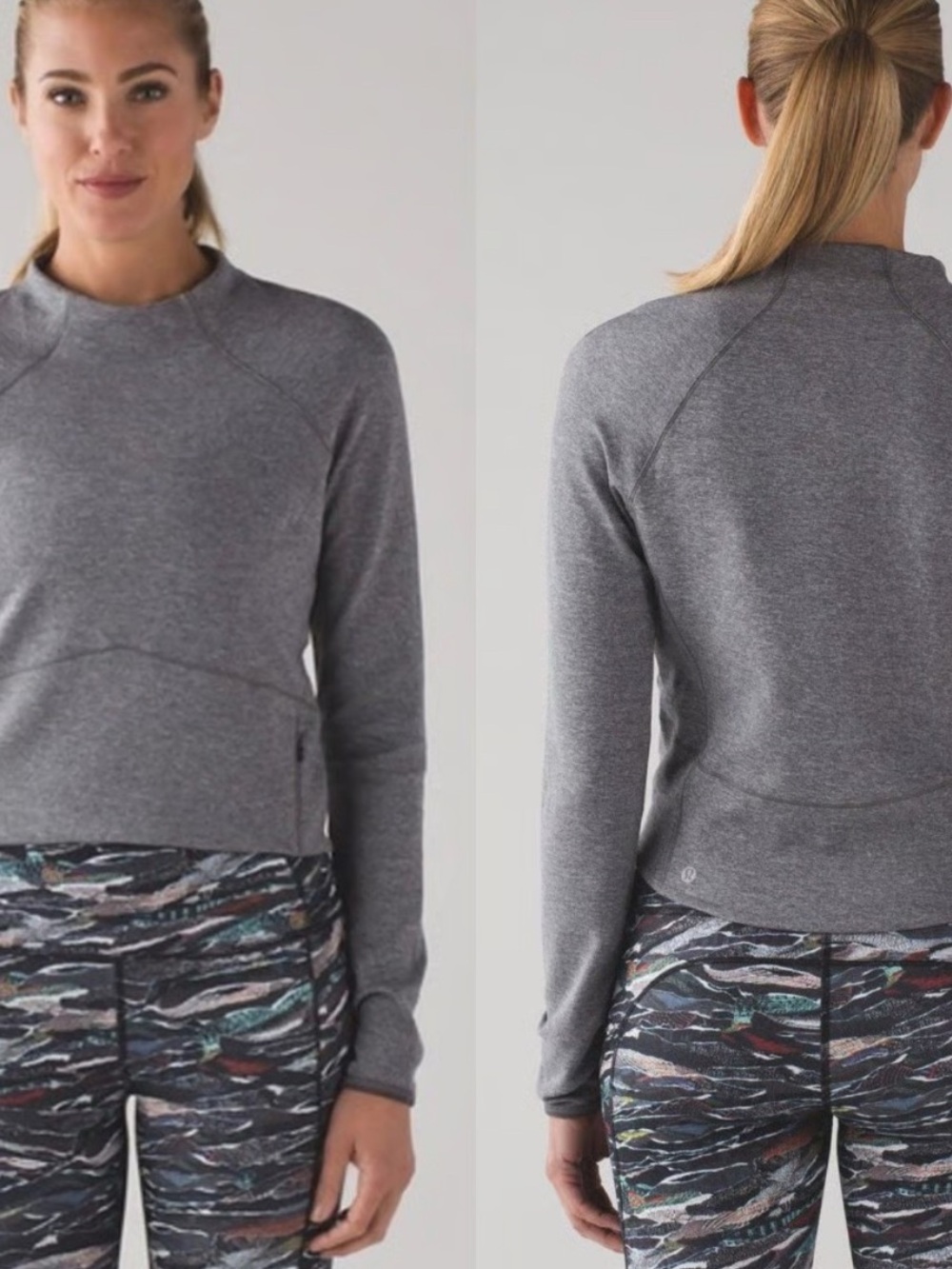 lululemon athletica Heather Gray Hill & Valley Mock-neck Pullover Sporty